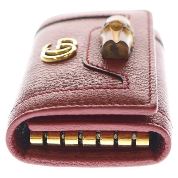 Gucci GG Marmont Key Case Key Holder Red Leather Gold - Picture 3 of 6
